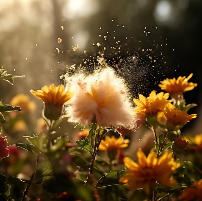 꽃가루 날리는 사진