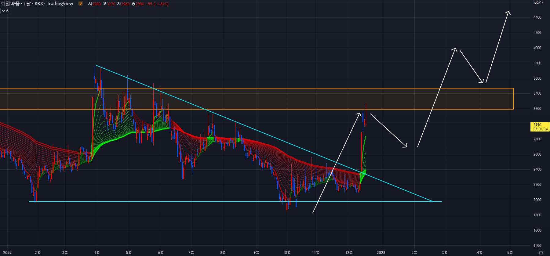 2022년 12월 16일 화일약품 일봉차트
