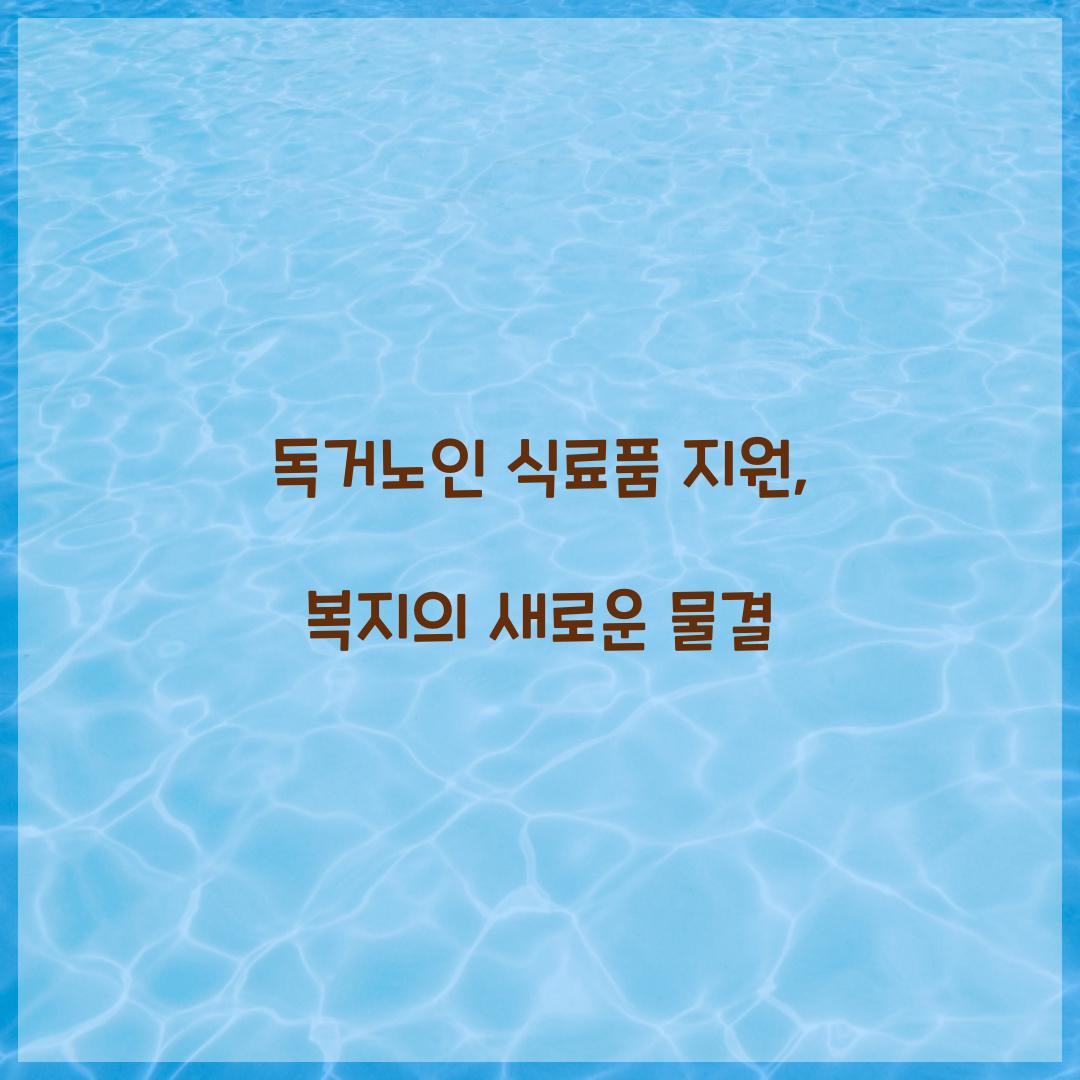 독거노인 식료품 지원
