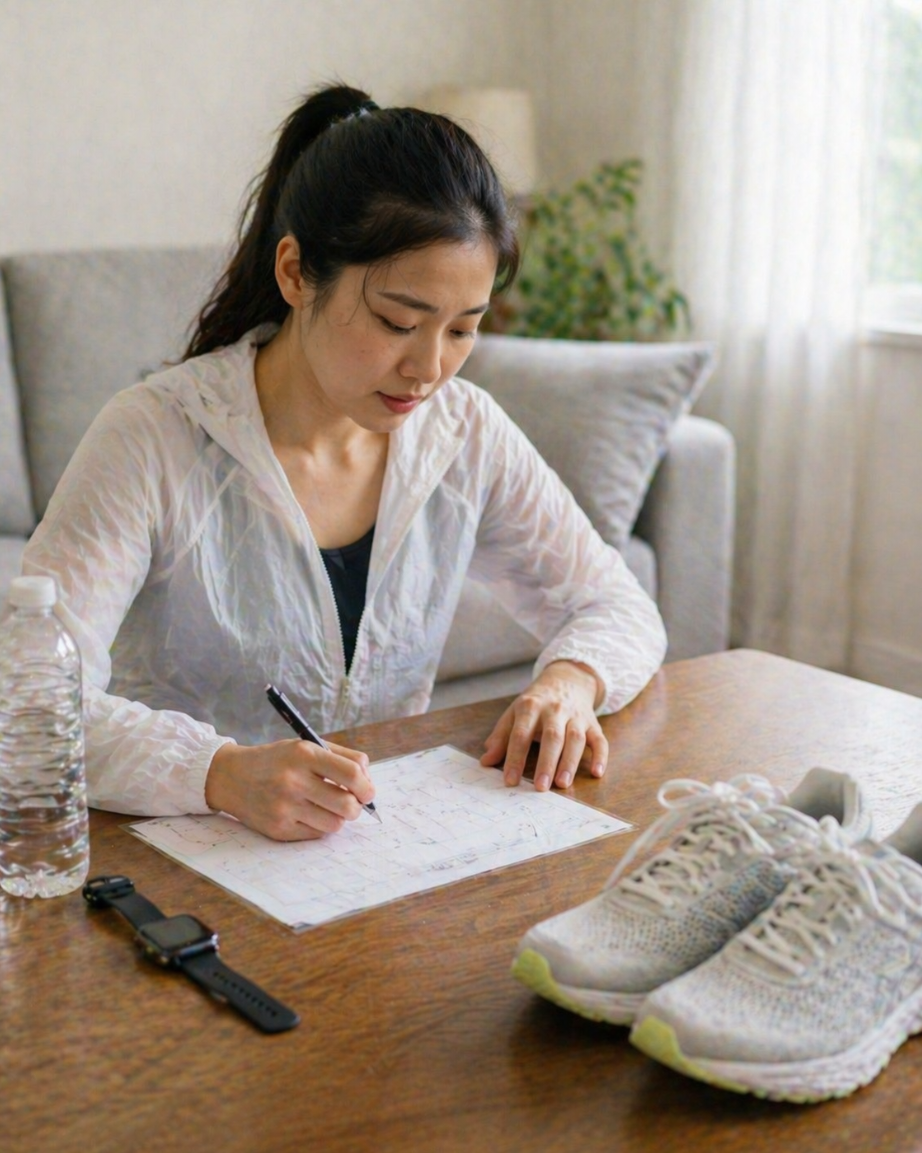 한 달 러닝 계획표를 작성하는 초보 러너