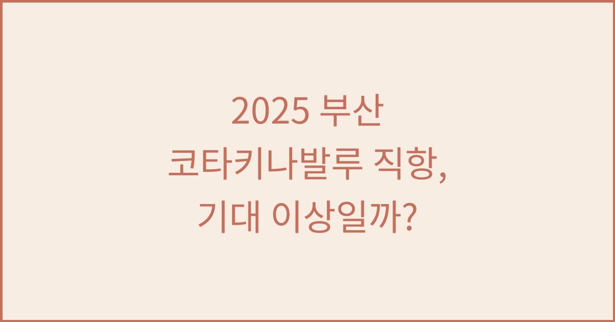 2025 부산 코타키나발루 직항