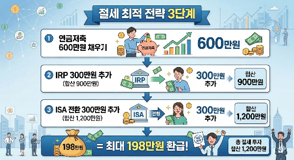 2026 IRP 연금저축 세액공제 최적 조합 전략 인포그래픽