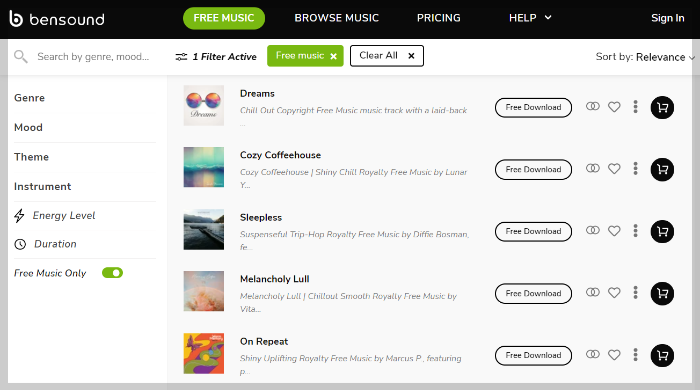 저작권 없는 무료 음악 다운로드 사이트, 벤사운드