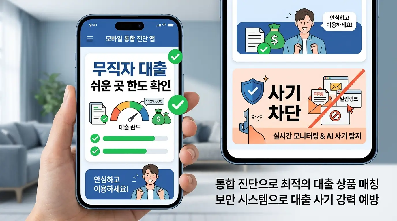 모바일 통합 진단 앱 무직자 대출 쉬운 곳 한도 확인 및 사기 차단