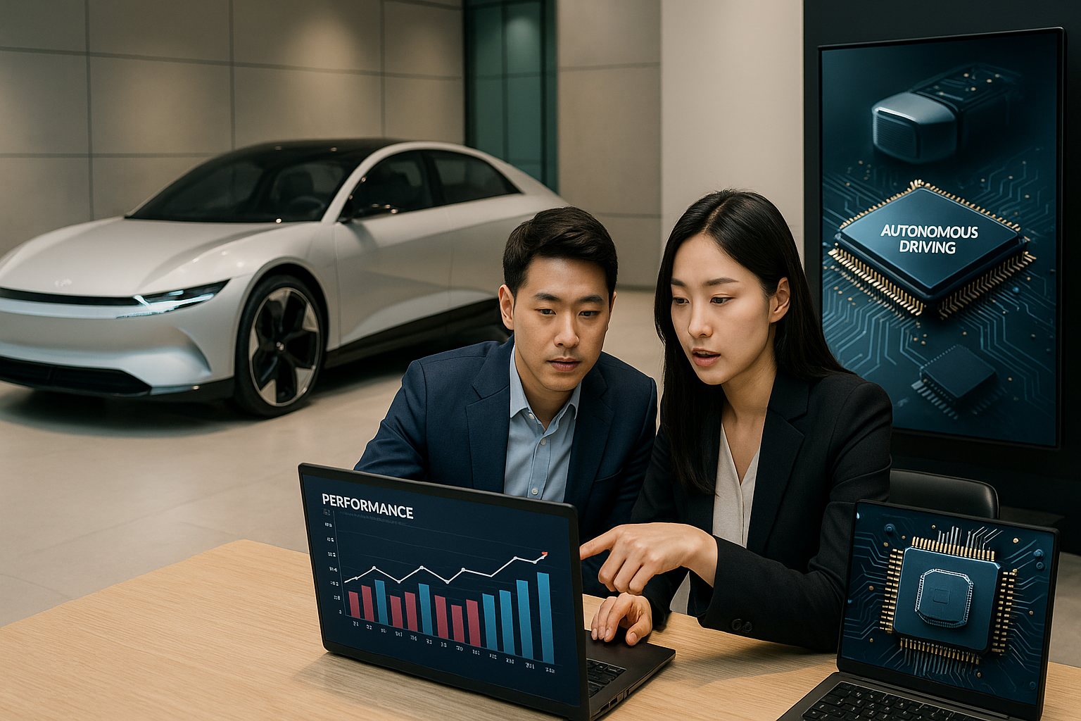 자율주행 컨셉트카 전시장에서의 자율주행 관련주 추이 분석