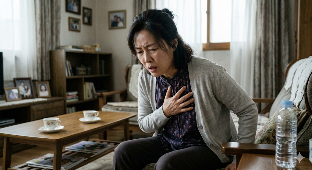 심장 압박감과 통증이미지