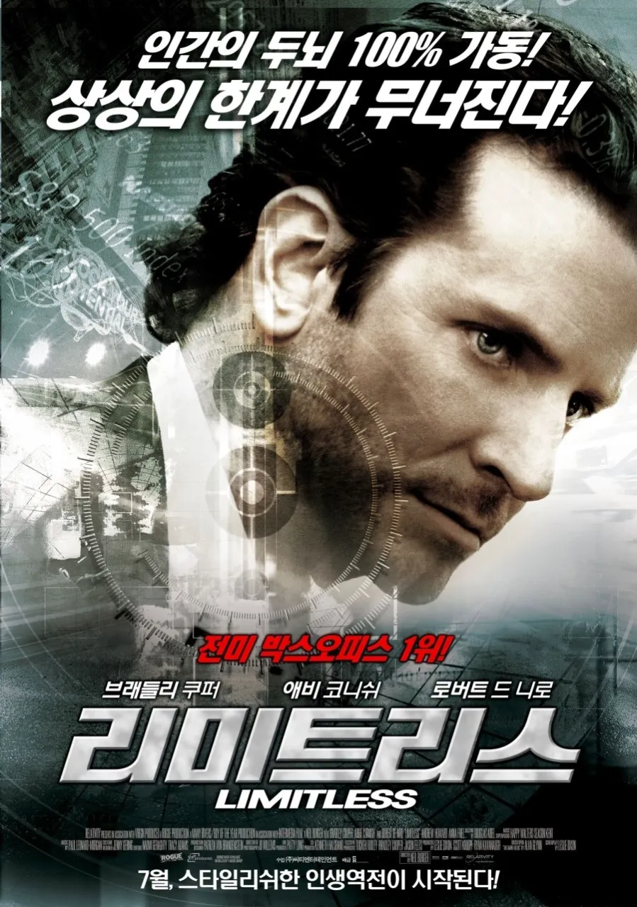 2011년 영화 리미트리스(Limitless) 공식 포스터, 브래들리 쿠퍼 주연