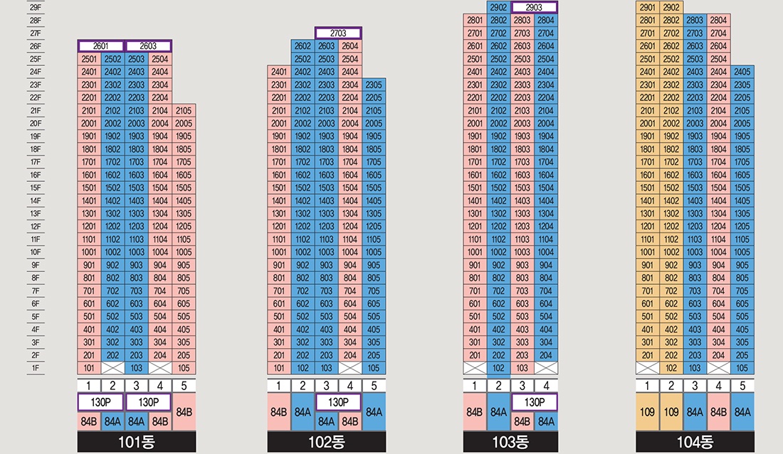 원주자이 센트로 동･호수 층별 배치도-1