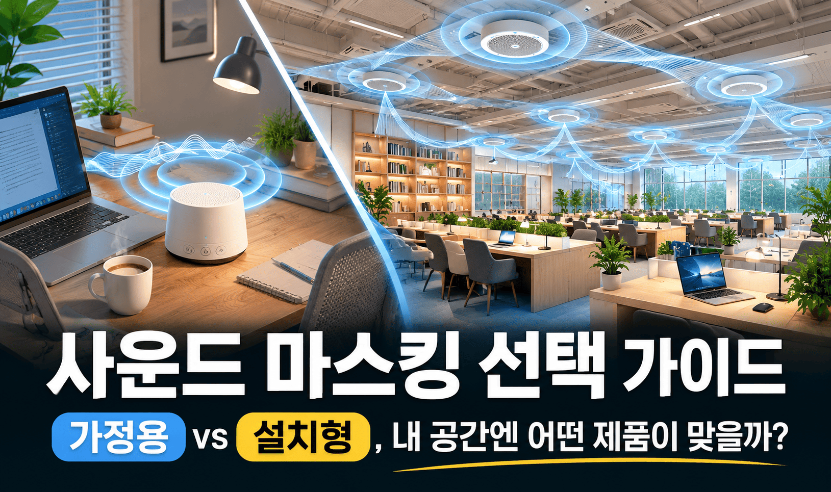 공간 규모에 따라 스피커 배치와 설계 방식이 어떻게 달라지는지 보여줍니다