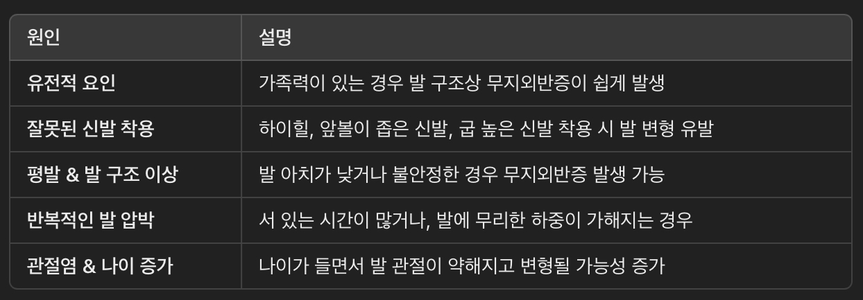 무지외반증의 주요 원인