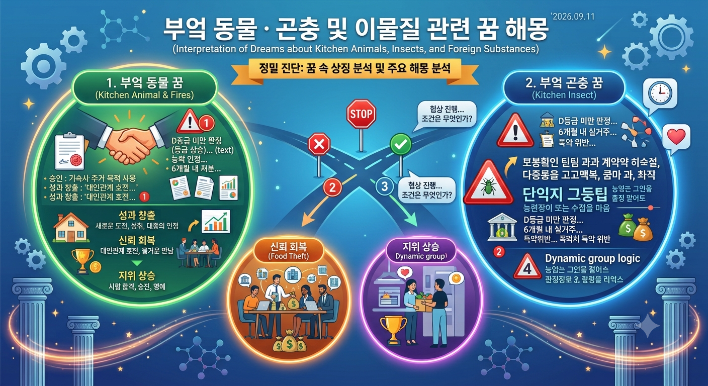 부엌 동물&middot;곤충 및 이물질 관련 꿈