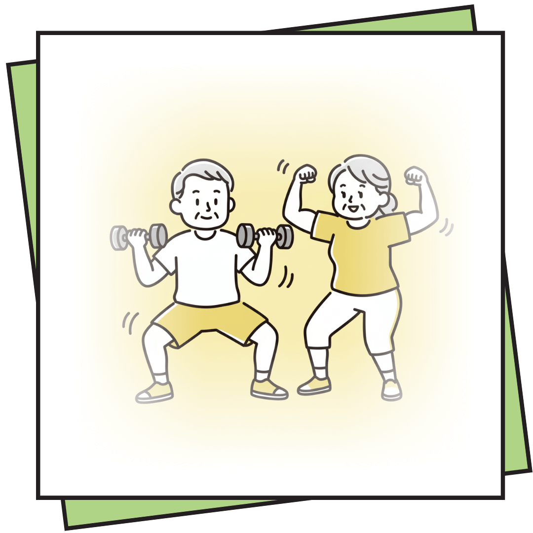 남녀 어르신 두명이 운동하는 모습