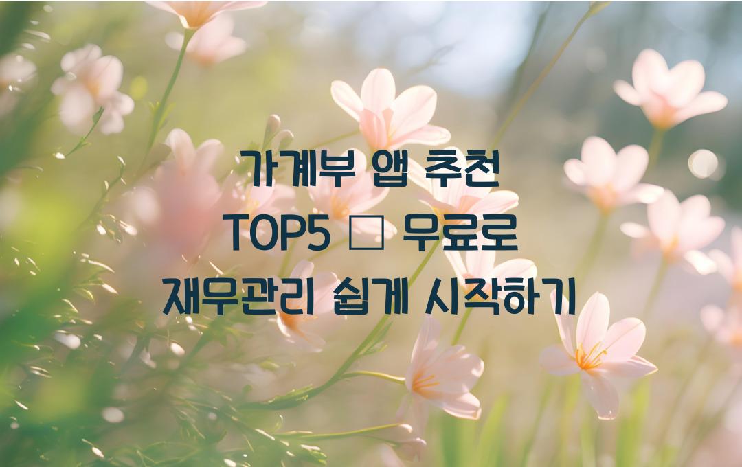 가계부 앱 추천 TOP5, 무료로 재무관리 시작
