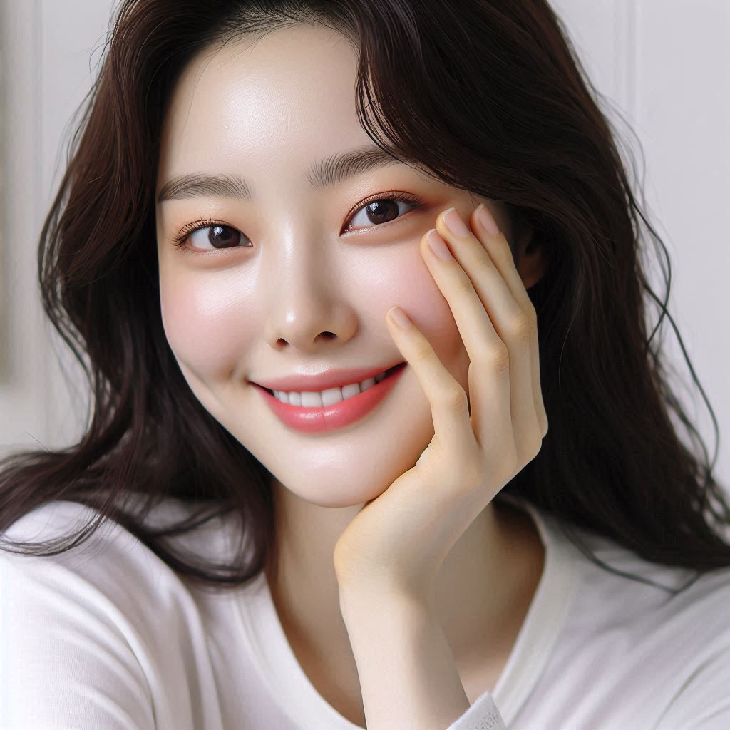깨끗한 피부의 여자