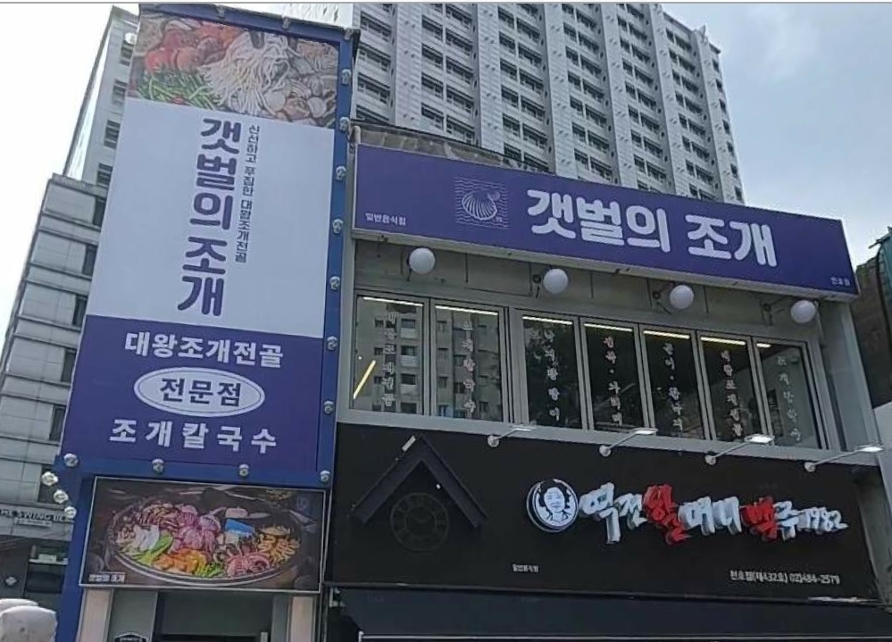 서울시 강동구 천호동 갯벌의 조개