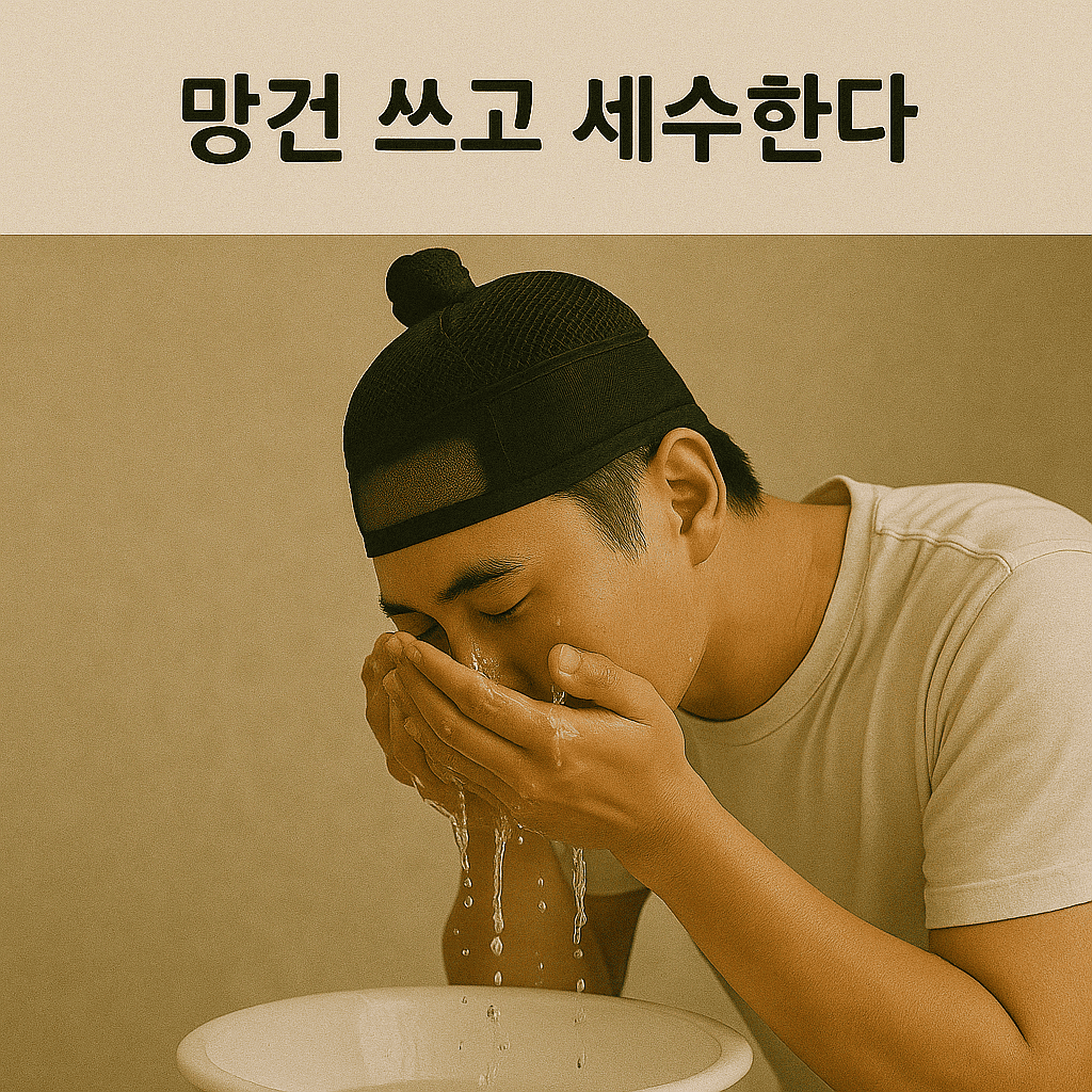 망건 쓰고 세수한다