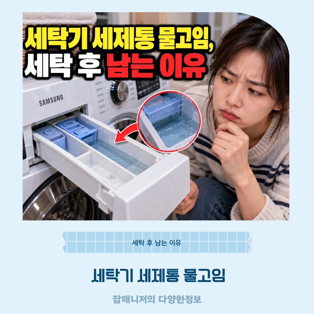 세탁기 세제통 물고임, 세탁 후 남는 이유