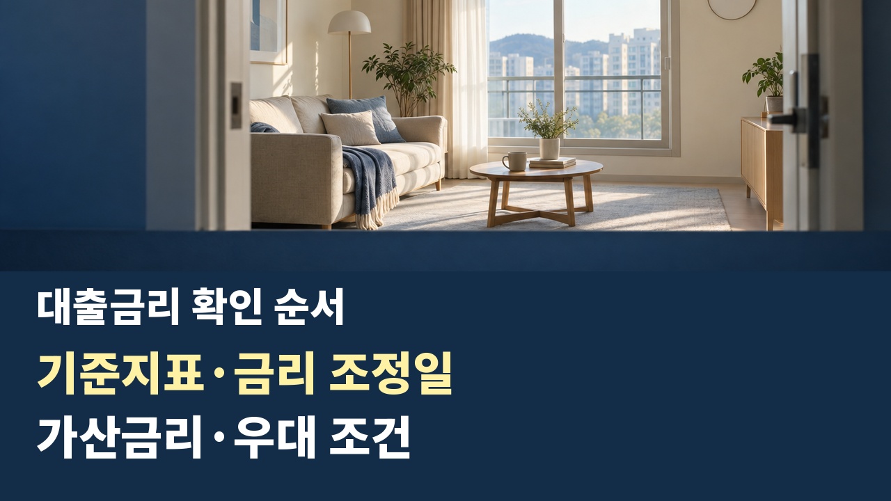 대출금리를 확인할 때 기준지표 금리 조정일 가산금리 우대조건을 나누는 안내
