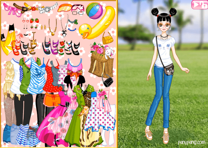 날씬한-파니팡-옷입히기-플래시게임-플레이2-크로스바디-가방을-착용한-화면