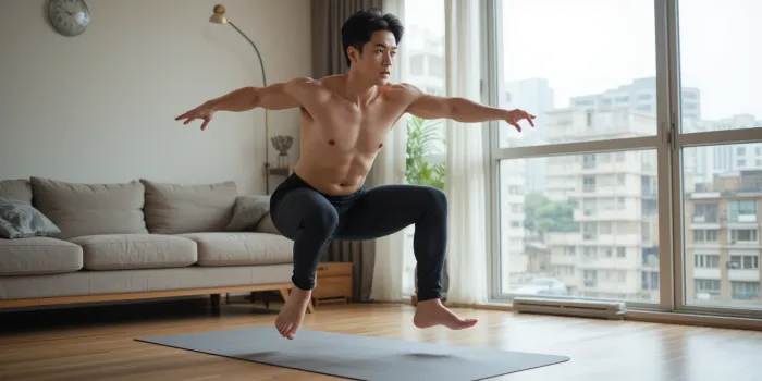 HIIT 운동으로 체지방률을 낮추려는 남성의 활동적인 장면