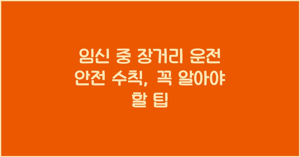임신 중 장거리 운전 안전 수칙