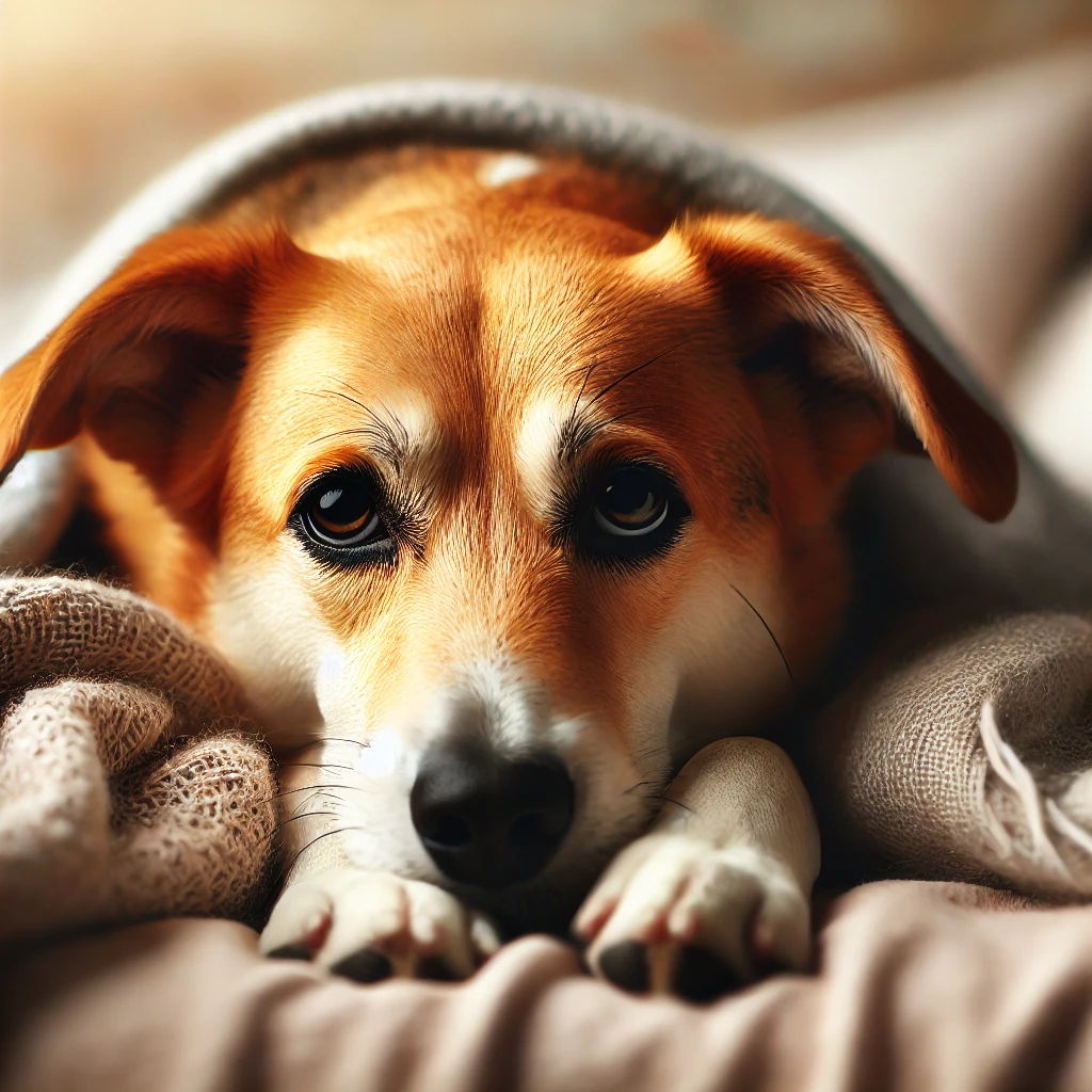 아파하는 강아지 사진