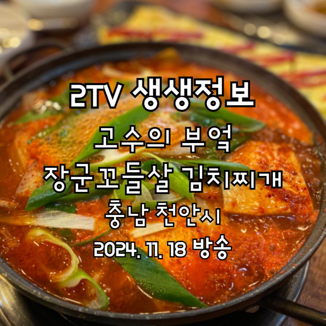 2TV 생생정보 고수의 부엌 천안 장군꼬들살 김치찌개