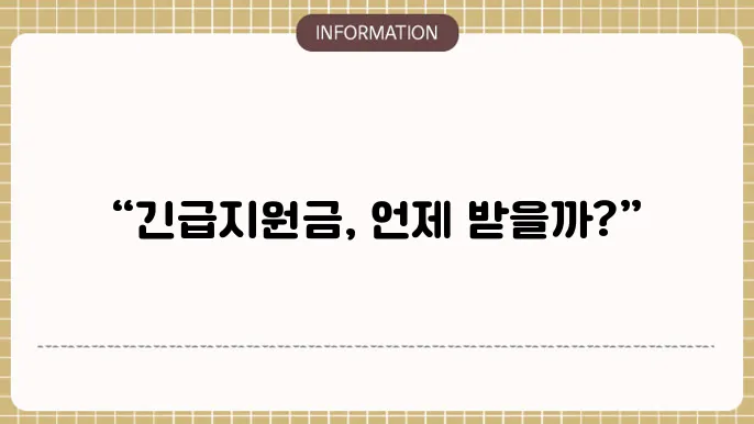 긴급생계지원금 신청 옵션 안내