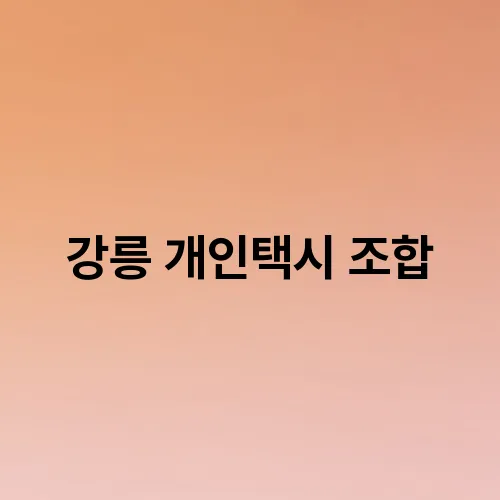 강릉 개인택시 조합