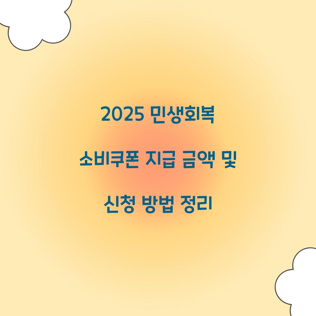 2025 민생회복 소비쿠폰 지급 금액