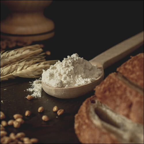 빵과 곡물, 스푼에 담긴 파우더