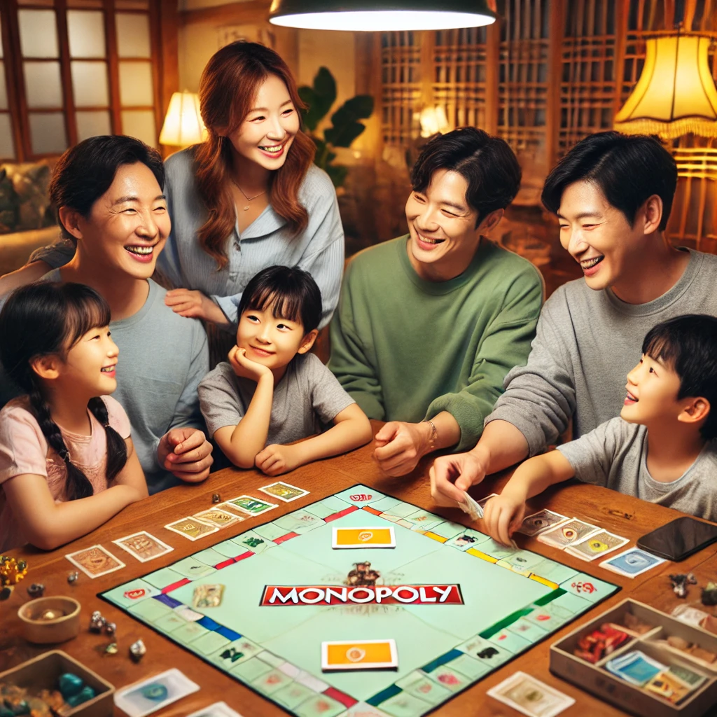 보드게임을 즐기는 가족