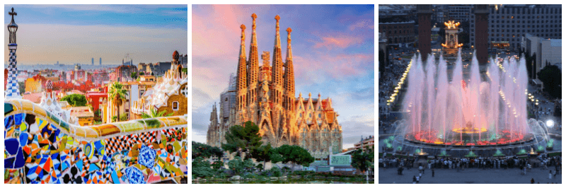 구엘 공원&#44; 사그라다 파밀리아 성당&#44; 몬주익 매직 분수 사진