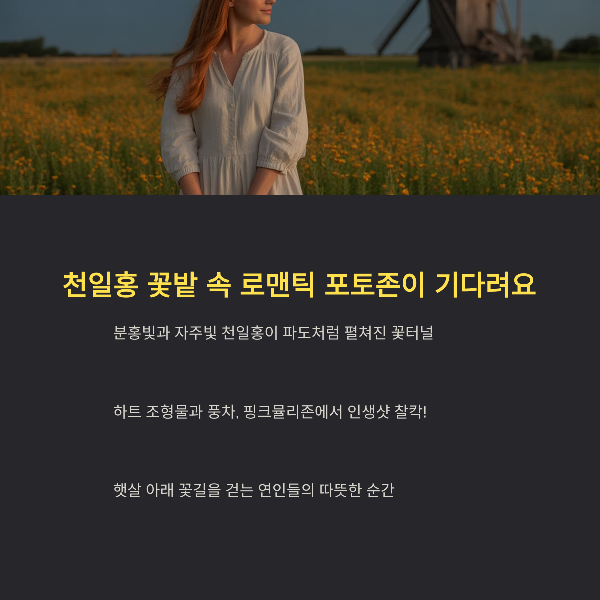 천일홍 꽃밭 속 로맨틱 포토존이 기다려요