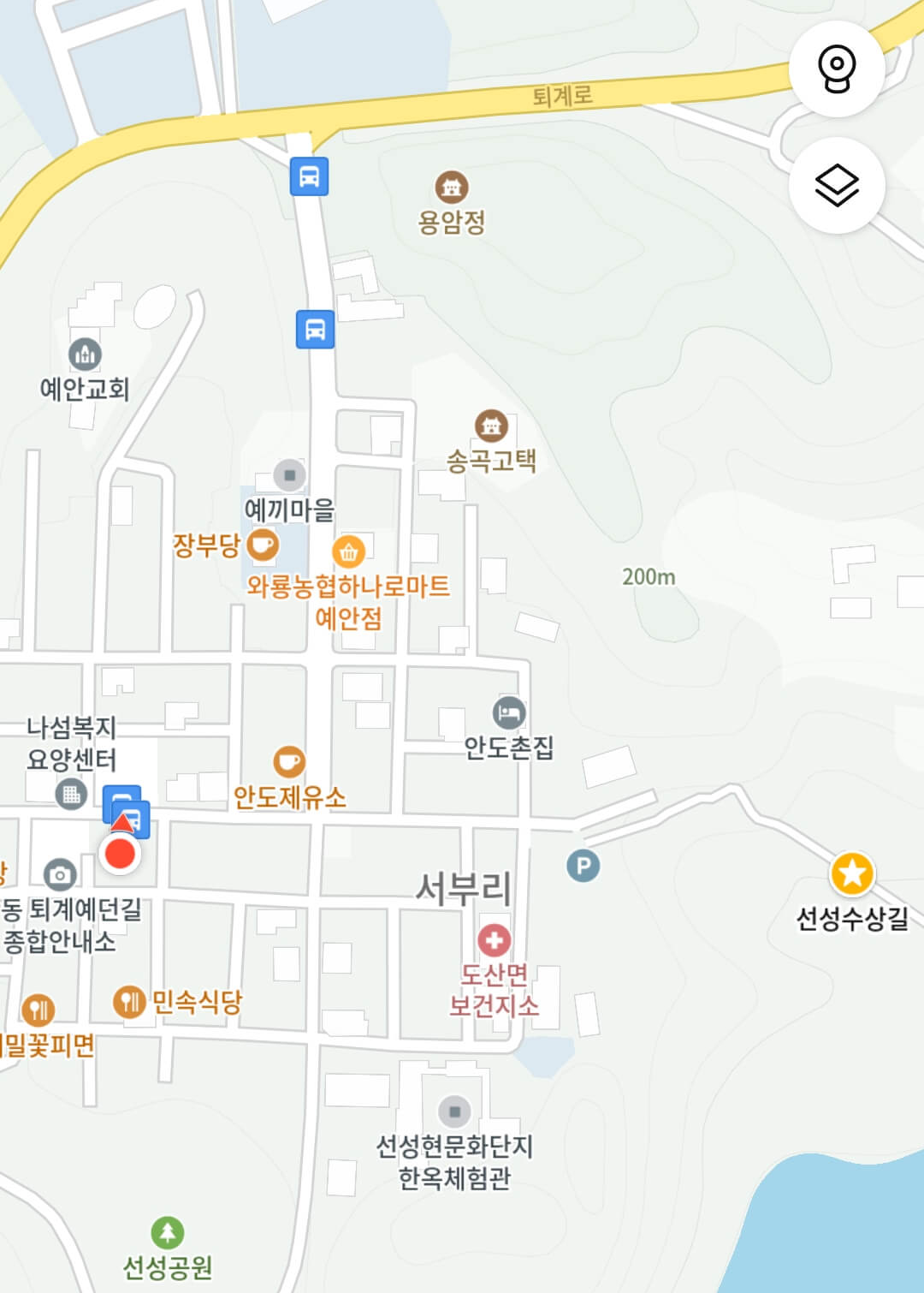 안동 퇴계예던길 종합안내소 주차장 지도