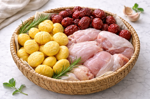 후기 이유식 보양식 닭고기 밤 대추 무른 밥 레시피