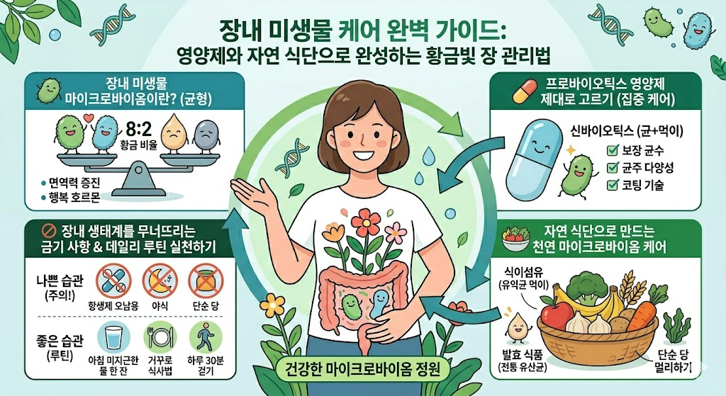 장내 미생물 케어 (영양제, 자연식단, 장관리)