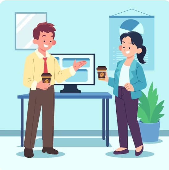 소상공인 가게에서 차를 마시는 모습