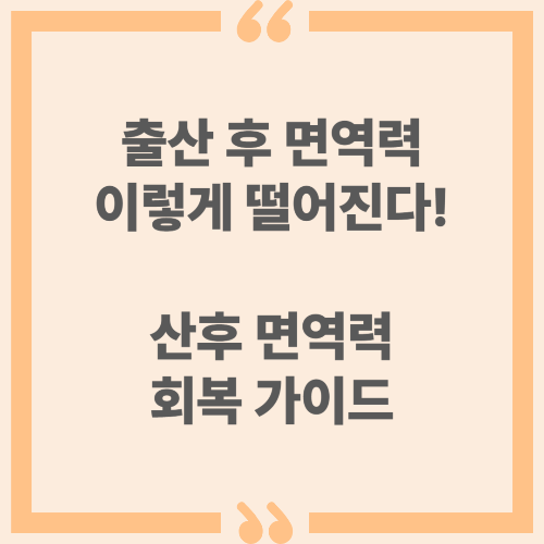 출산 후 면역력, 이렇게 떨어진다! 산후 면역력 회복 가이드
