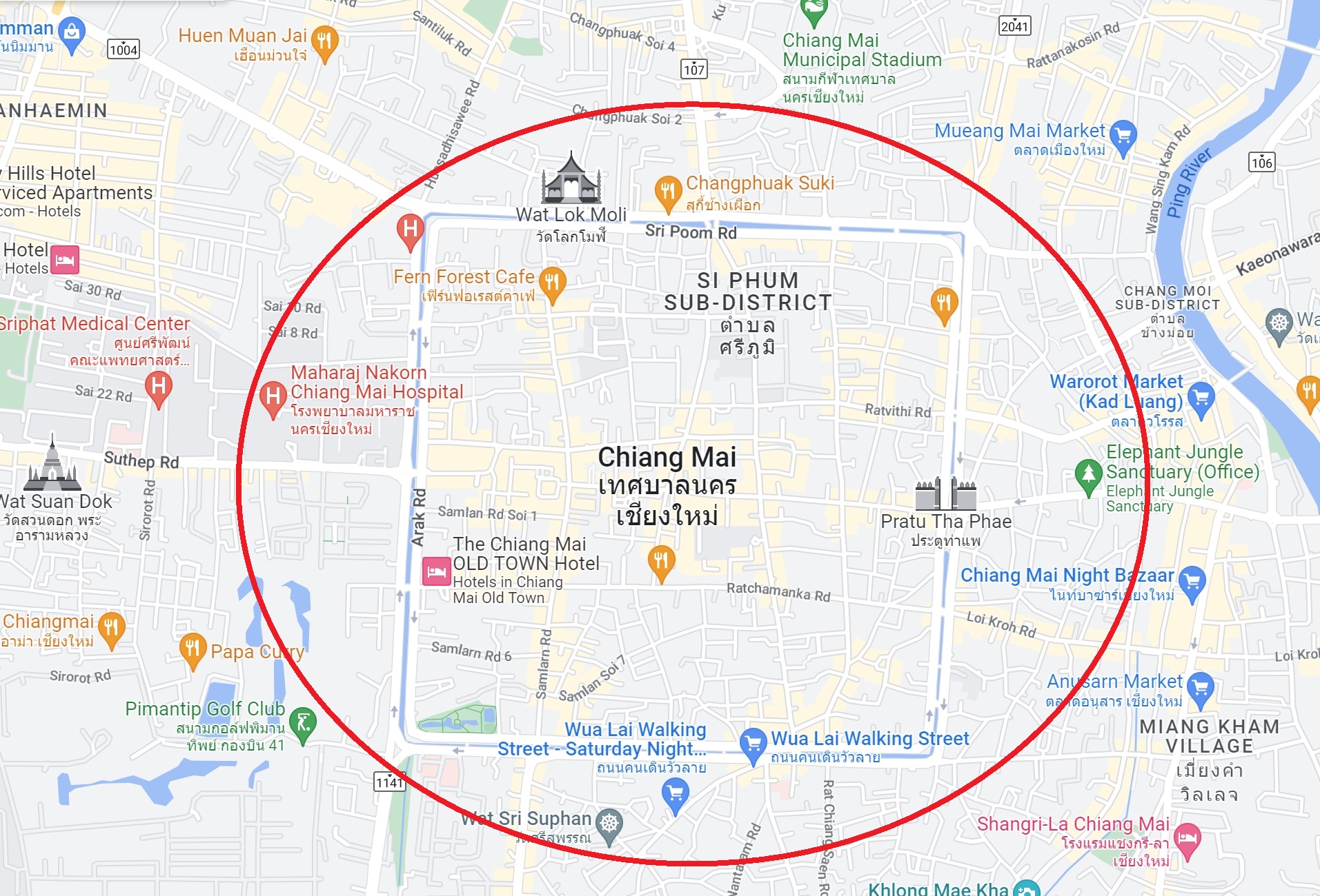 치앙마이 구시가지(올드타운) 지도