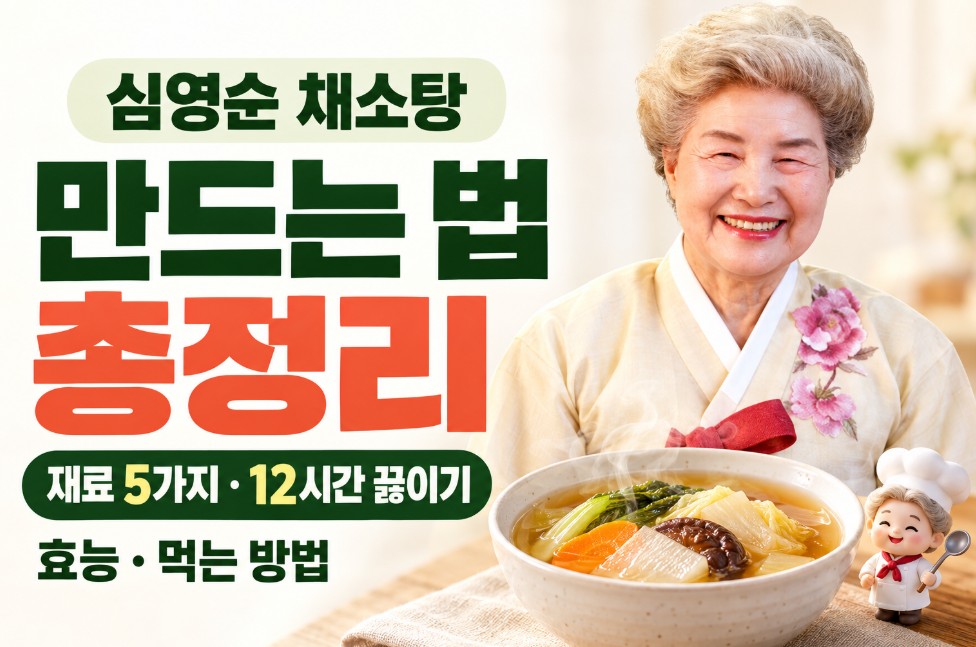 심영순 췌장암 예방스프 레시피 총정리｜채소탕 황금비율&middot;12시간 끓이는 법&middot;실패 원인&middot;보관법
