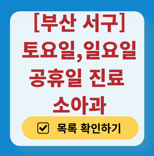 부산 서구 일요일 진료 소아과 추천 목록 ❘ 토요일 주말 공휴일 야간 문 여는 소아청소년과