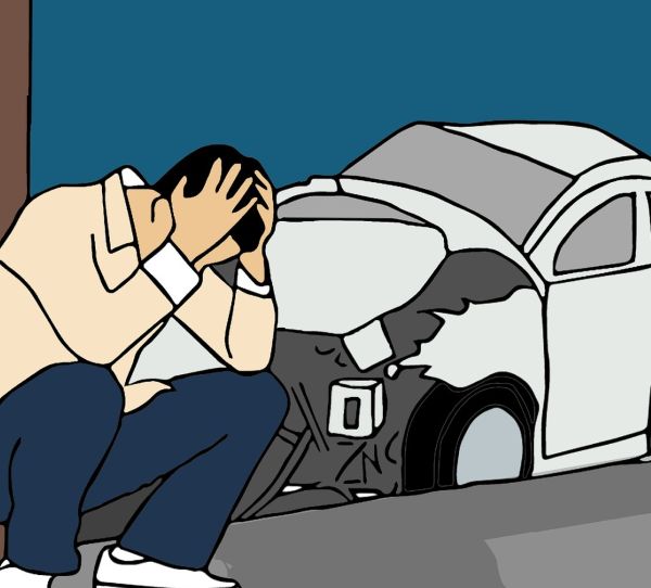 사고후 고통스러워 하는 모습