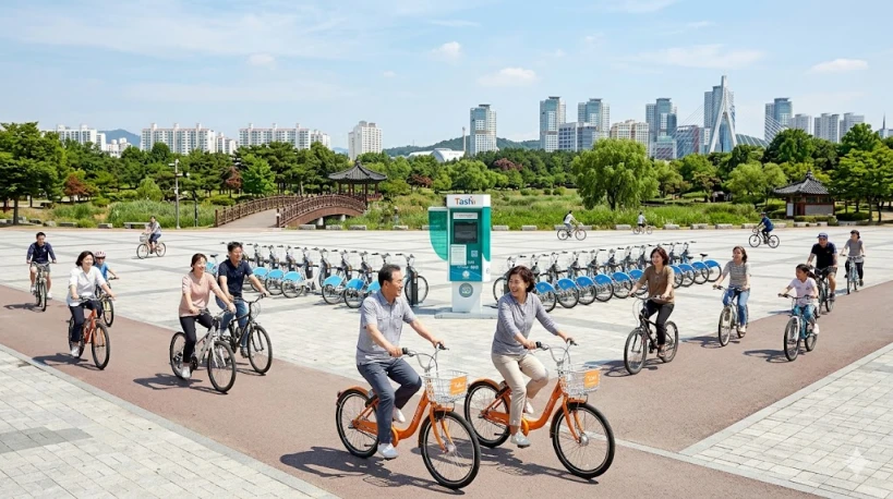 엑스포 시민광장 자전거 대여와 한밭수목원 주변 코스