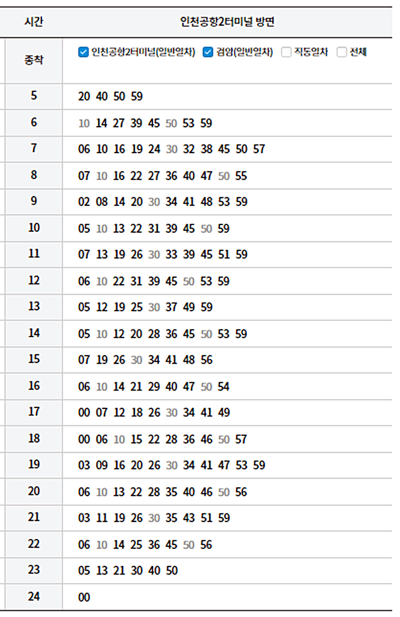 공항철도-서울역-인천공항행-일반열차-휴일시간표-안내하는-그림