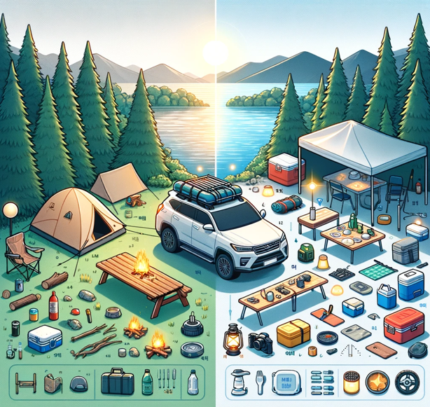 노지캠핑 vs 오토캠핑 차이 사진