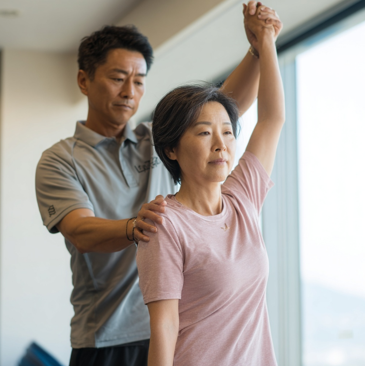 오십견 치료받는 할머니