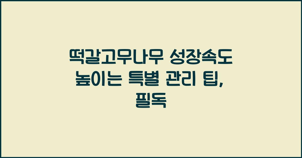 떡갈고무나무 성장속도 높이는 특별 관리 팁