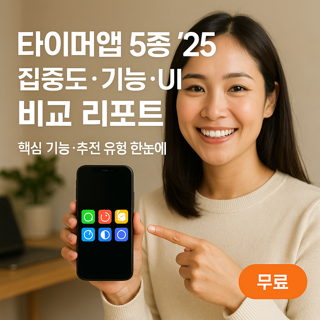 타이머앱 5종 ’25 | 집중도·기능·UI 비교 리포트
