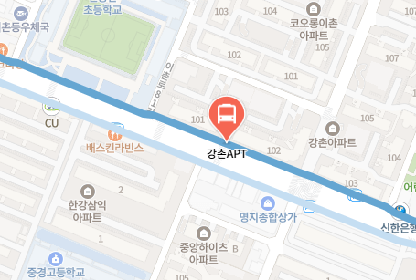 강촌APT에서 인천공항 리무진 공항버스(6010번) 지도 위치